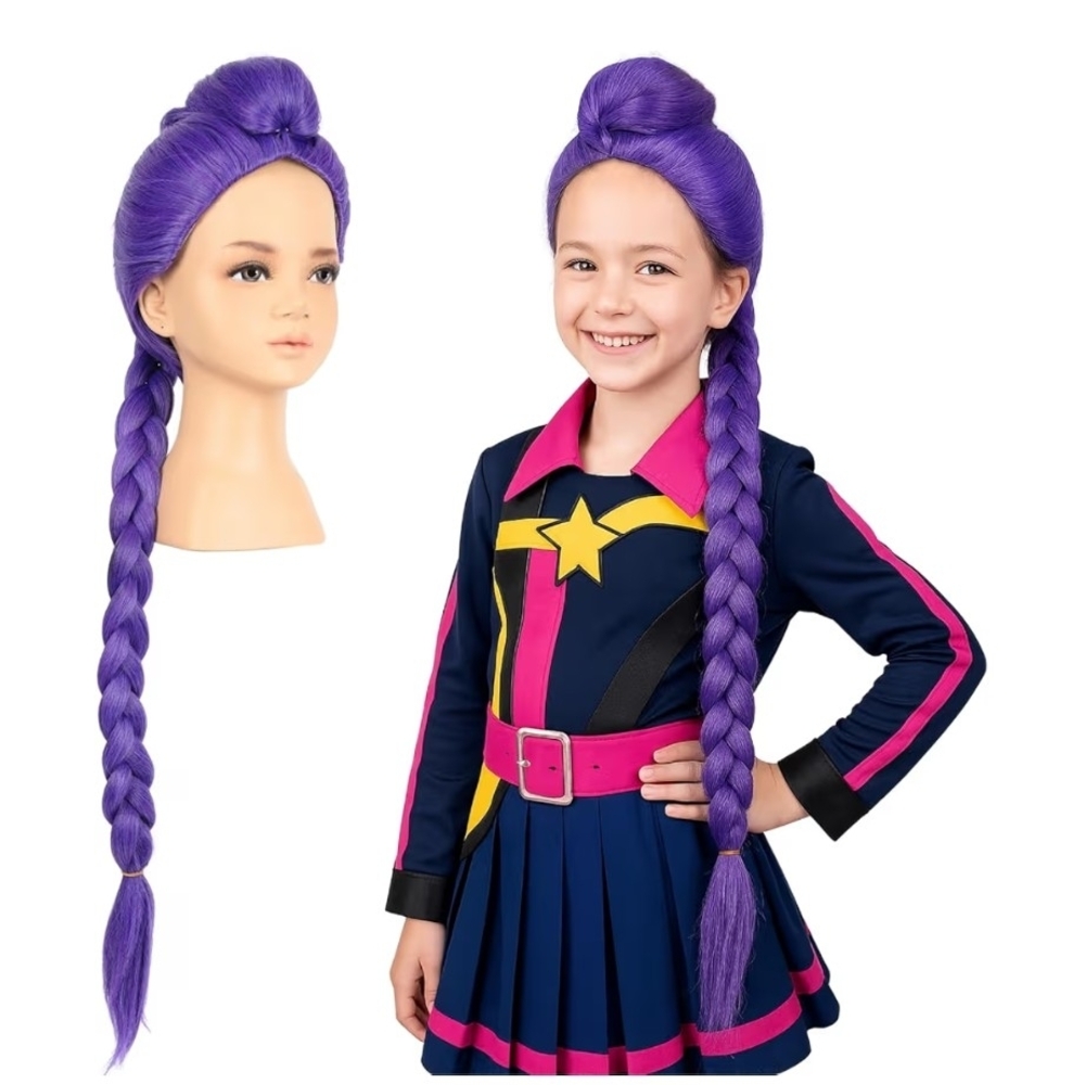 Kids Dragon Slayer Remi Superhero Purple Wig